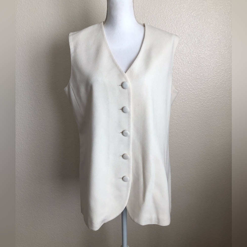 Christian Dior Vest Off White  DRY-CLEANED Top Buttons Cream V Neck ivory